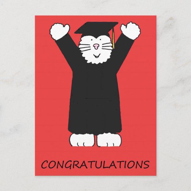 Carte Postale Félicitations à la remise des diplômes Cartoon Cat (Devant)
