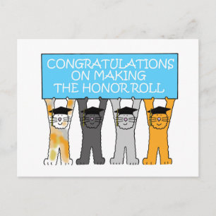 Carte Postale Félicitations à l'honneur Roll Cartoon Cats
