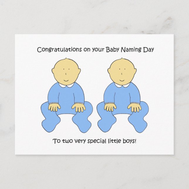 Carte Postale Félicitations à Twin Boys Baby Naming Day. (Devant)