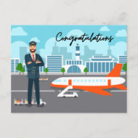 Félicitations au pilote avec fond d'aéroport