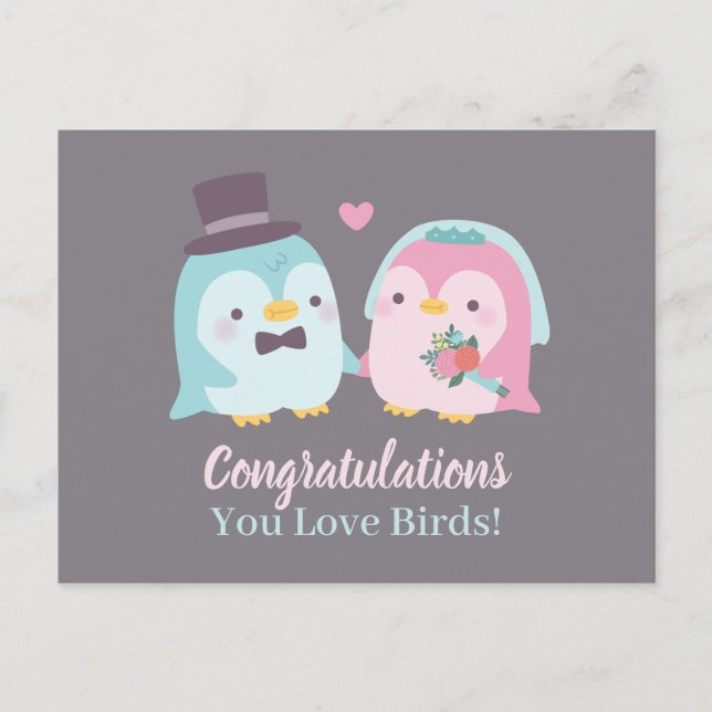 Carte Postale Félicitations aux Mariages amusants Inséparables d (Devant)