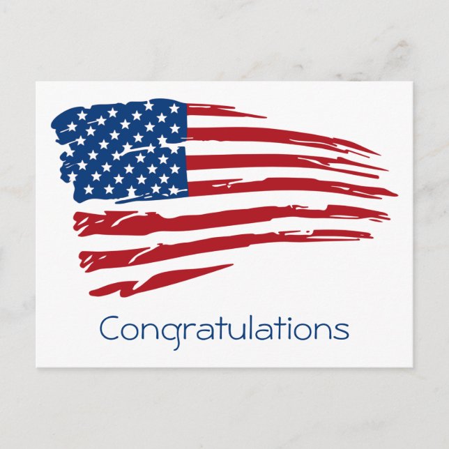 Carte Postale Félicitations aux militaires patriotiques Drapeau  (Devant)