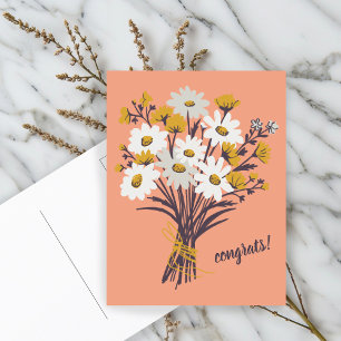 Carte Postale Félicitations Bouquet Daisy Floral Mignon Personna