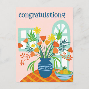 Carte Postale FÉLICITATIONS Bouquet floral mignon Fun Custom