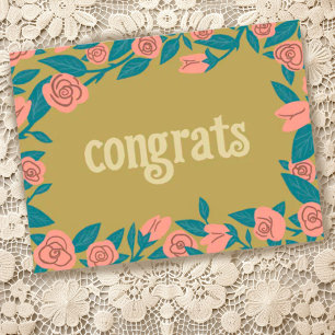 Carte Postale Félicitations Cadre Roses Roses Floral Personnalis