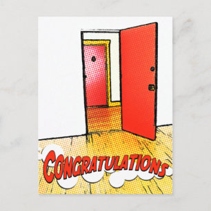 Carte Postale félicitations comic door