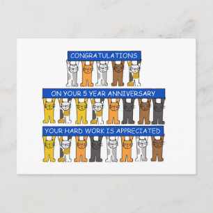 Carte Postale Félicitations d'anniversaire de travail de 5 ans,