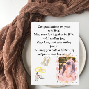 Carte Postale Félicitations de mariage florales romantiques élég