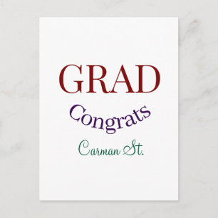 Carte Postale félicitations diplômé mauve violet gras année 20XX