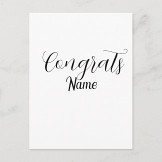 Carte Postale Félicitations diplômé nom simple minimal année pro