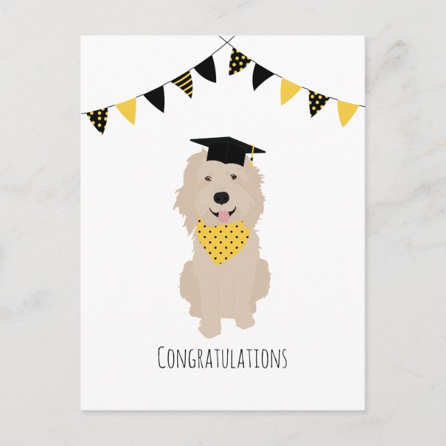 Carte Postale Félicitations Doodle Dog Mortier de promotion (Devant)