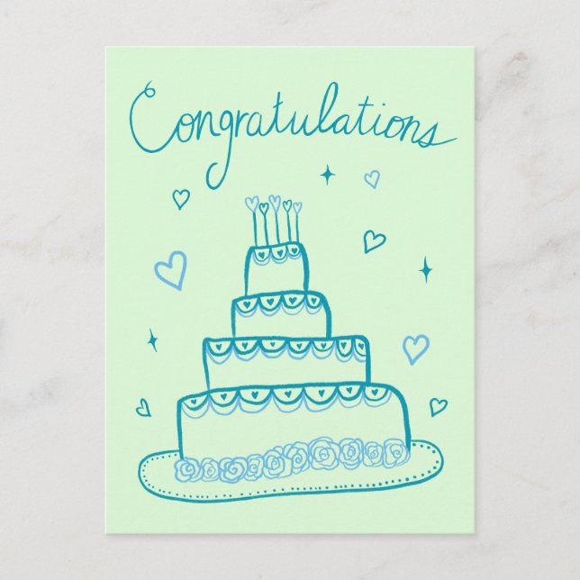 Carte Postale Félicitations Fiançailles Mariage Sketch Doodle (Devant)