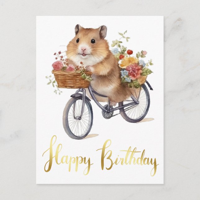 Carte Postale Félicitations Fleurs de Hamster Mignon Personnalis (Devant)