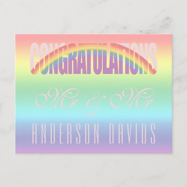 Carte Postale Félicitations Gay Couple Rainbow Flag (Devant)