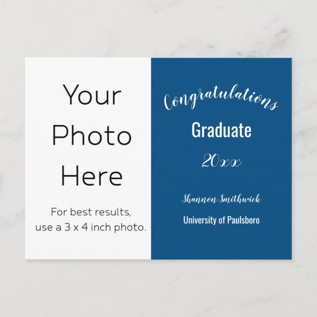 Carte Postale Félicitations Graduate Photo School et année (Devant)