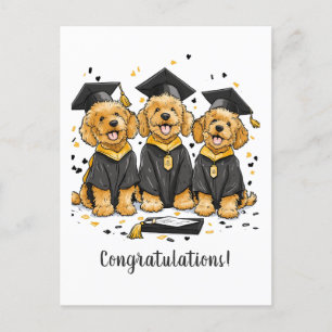 Carte Postale Félicitations Graduation Goldendoodle Dogs