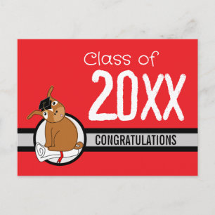 Carte Postale Félicitations Graduation Puppy Red Postcard