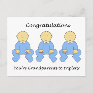 Carte Postale Félicitations grands-parents à Triplet Boys