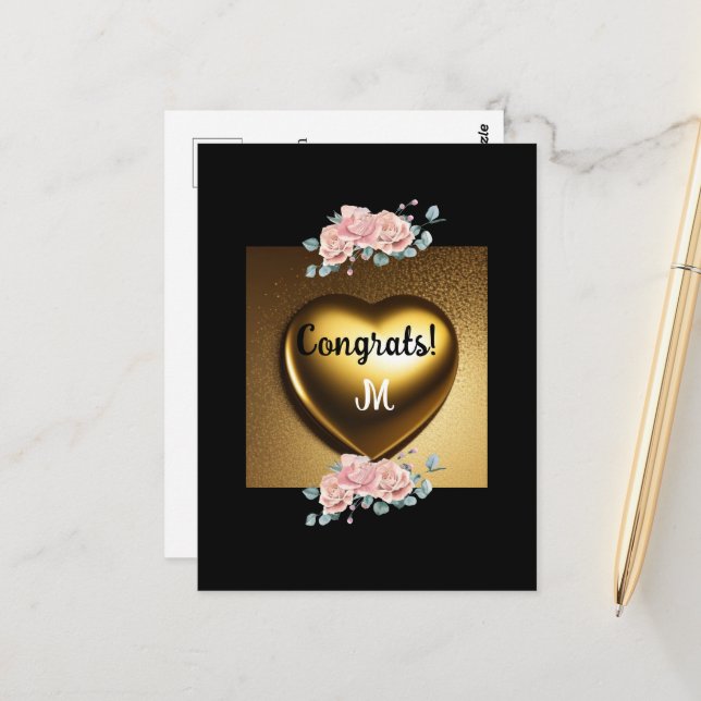 Carte Postale félicitations message doux de remise des diplômes (Devant/Arrière en situation)