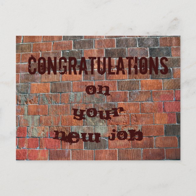 Carte Postale Félicitations Nouveau mur de briques de travail (Devant)