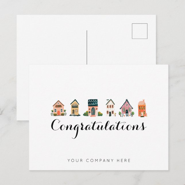 Carte Postale Félicitations Nouvel Propriétaire Immobilier (Devant / Derrière)
