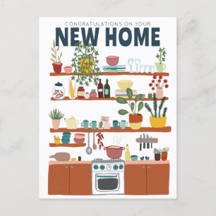 Carte Postale FÉLICITATIONS NOUVELLE MAISON MOVING Cute Kitchen