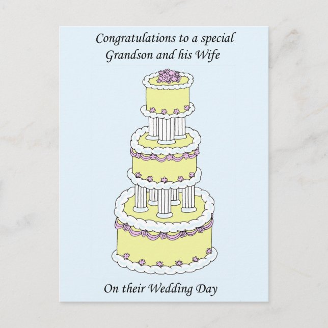 Carte Postale Félicitations pour la Journée de Mariage Grandson  (Devant)