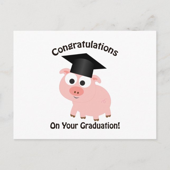 Carte Postale Félicitations pour votre diplôme ! Cochon (Devant)