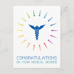 Carte Postale félicitations pour votre diplôme médical : rainbow