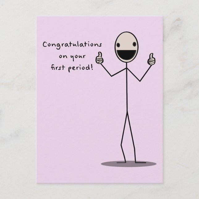 Carte Postale Félicitations Pour Votre Première Période (Devant)
