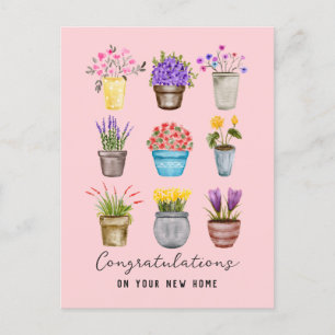 Carte Postale Félicitations Propriétaire Nouveau Maison Boho Bot