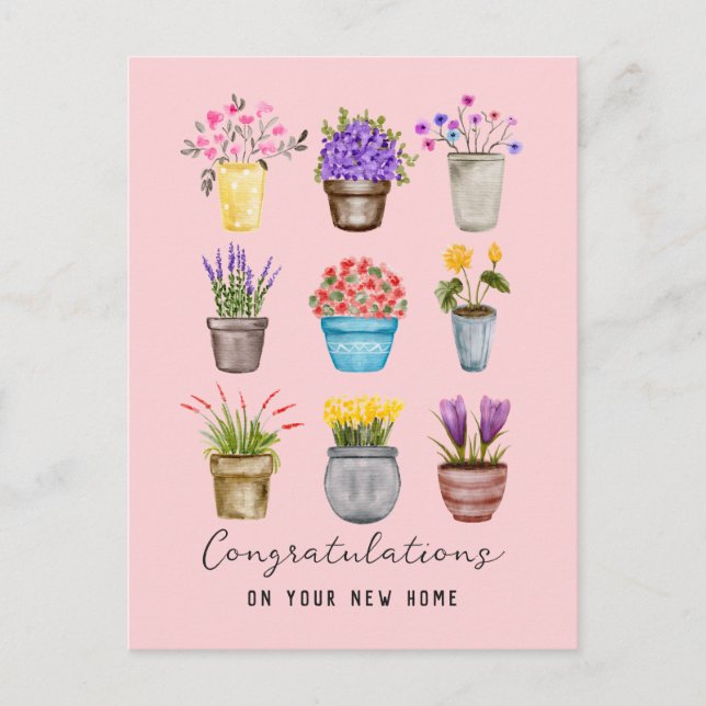 Carte Postale Félicitations Propriétaire Nouveau Maison Boho Bot (Devant)