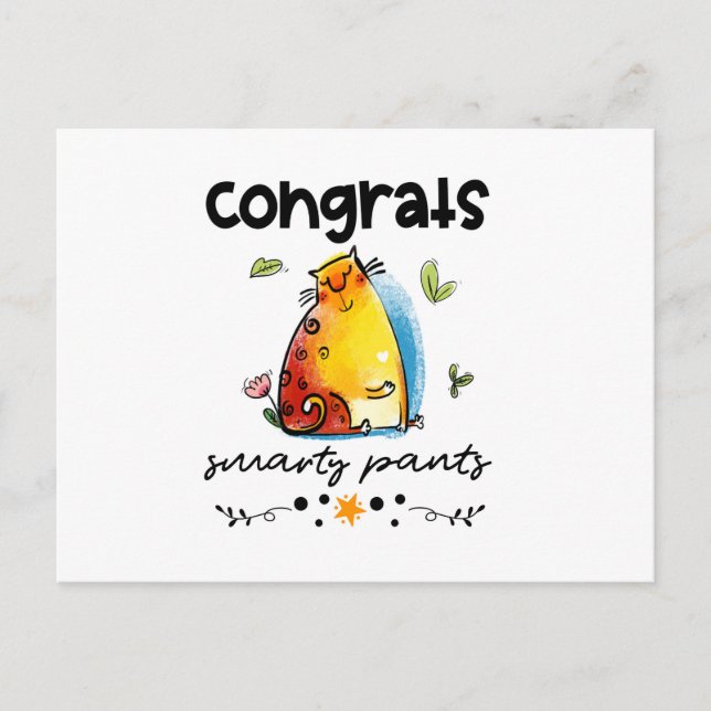 Carte Postale Félicitations Smarty Pants Cartographie Chat (Devant)