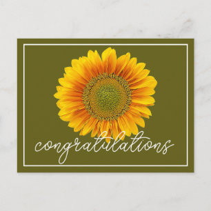Carte Postale Félicitations Tournesol moderne orange et jaune