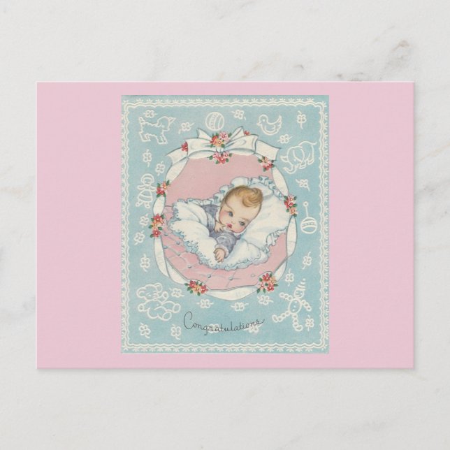 Carte Postale Félicitations vintages pour bébé (Devant)