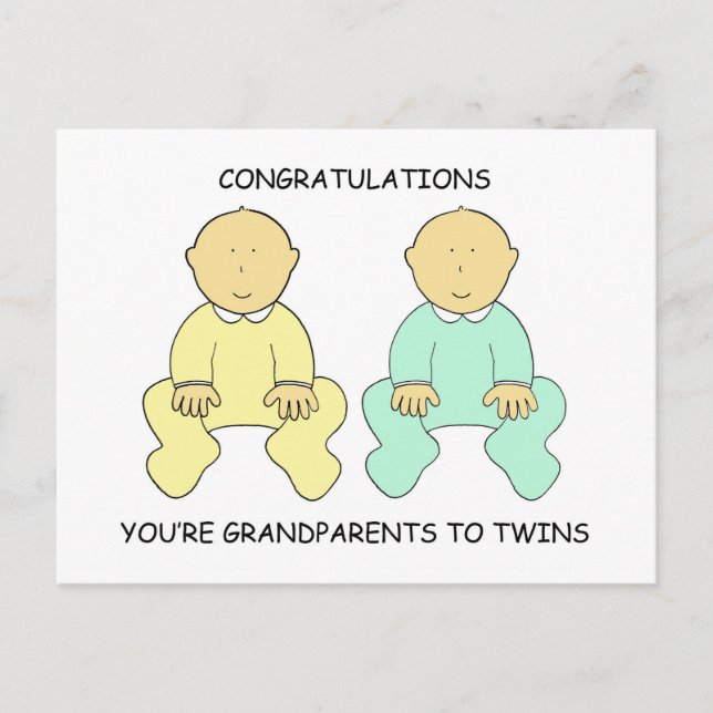 Carte Postale Félicitations, vous êtes grands-parents à jumeaux (Devant)