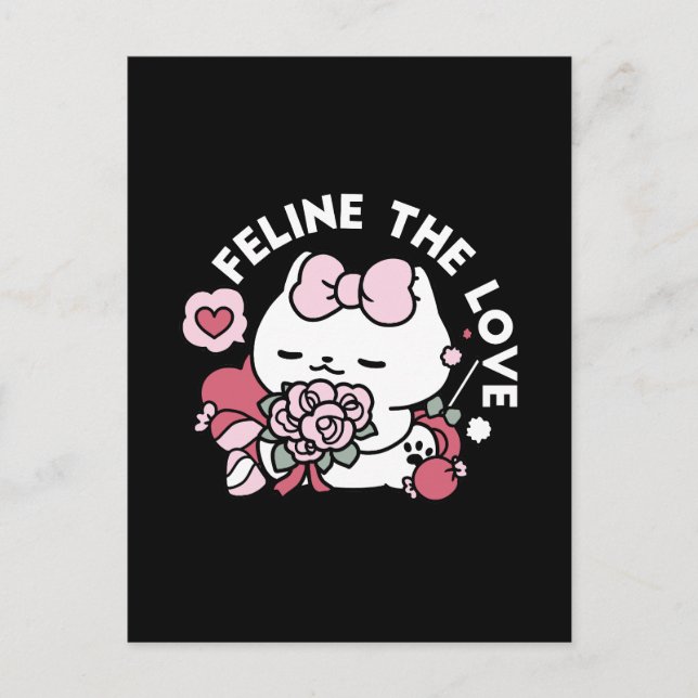 Carte Postale Feline the Love - Design de chat de la belle Valen (Devant)