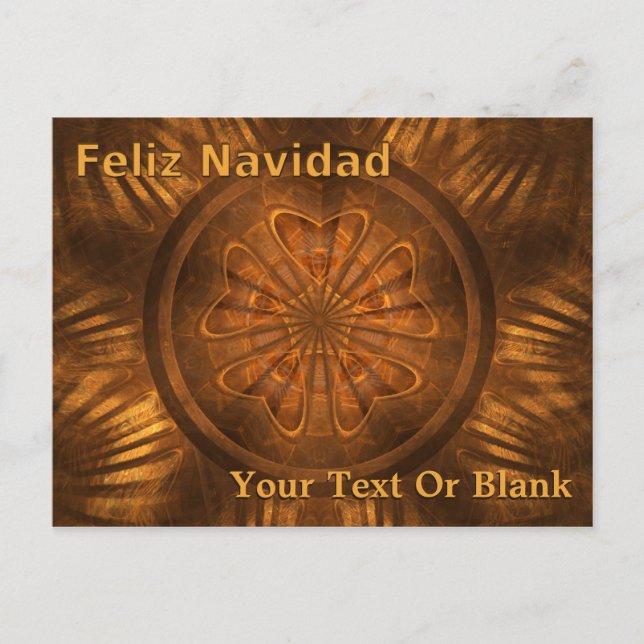 Carte Postale Feliz Navidad - Carving en bois fractal (Devant)