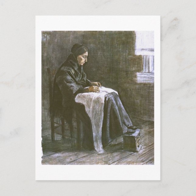 Carte Postale Femme à coudre de châle (F1033) Van Gogh Fine Art (Devant)
