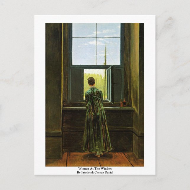 Carte Postale Femme à la fenêtre par Friedrich Caspar David (Devant)