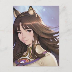 Carte Postale Femme achetée de chats d'Anime