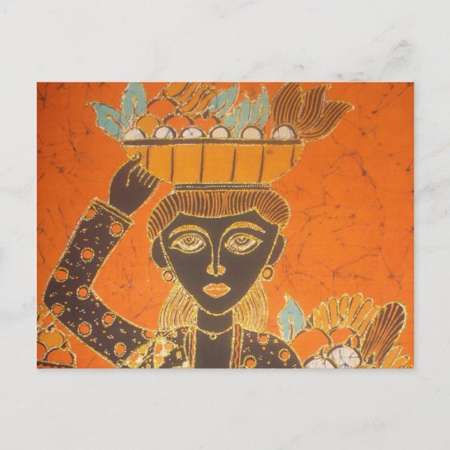 Carte Postale Femme africaine portant panier d'art (Devant)