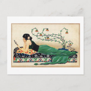 Carte Postale Femme allongée, Exotique, Romantique, Vintage