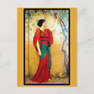 Carte Postale Femme Art déco et raisins