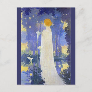 Carte Postale Femme Art Nouveau Éthérée sous les Callas au Clair