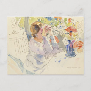 Carte Postale Femme au bouquet de fleurs   Philipp Franck