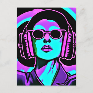 Carte Postale Femme au casque IA Art
