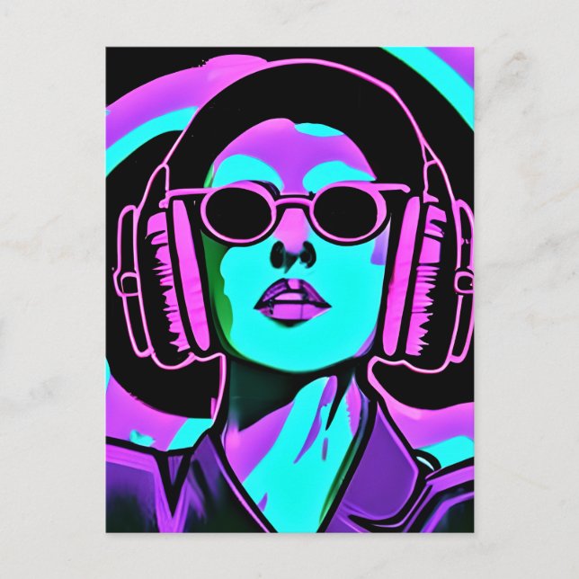 Carte Postale Femme au casque IA Art (Devant)