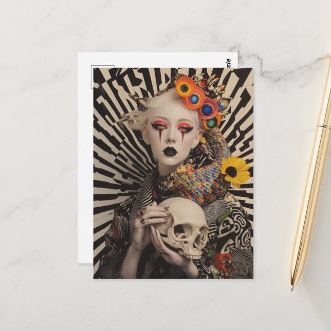 Carte Postale Femme au crâne (Devant/Arrière en situation)