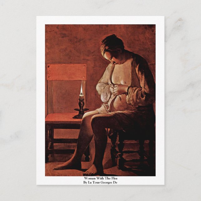 Carte Postale Femme Au Flea Par La Tour Georges De (Devant)